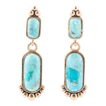 Plateau Blue Turquoise and Golden Earrings - Barse Jewelry