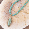 Plateau Blue Turquoise Golden Pendant Necklace - Barse Jewelry
