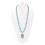 Plateau Blue Turquoise Golden Pendant Necklace - Barse Jewelry