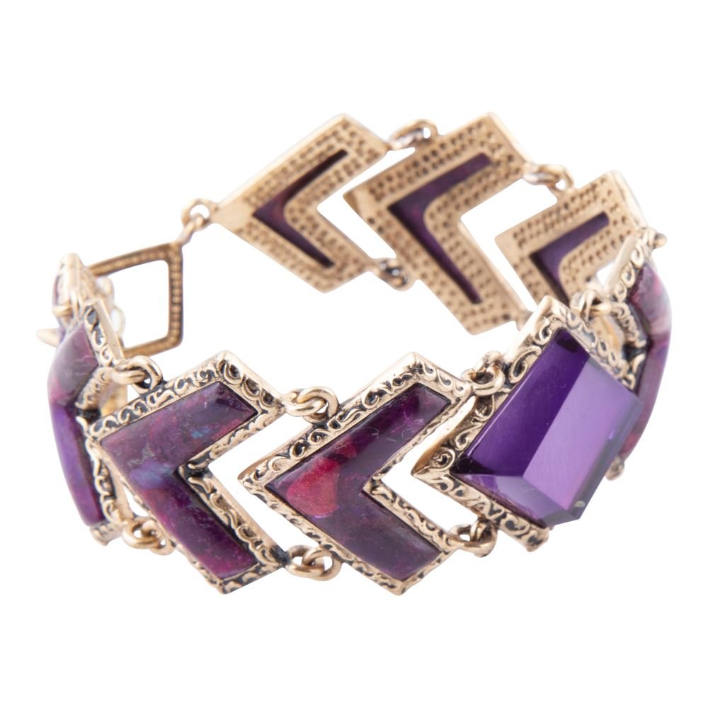 Pointy Purple Turquoise Golden Link Bracelet - Barse Jewelry