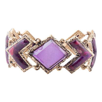 Pointy Purple Turquoise Golden Link Bracelet - Barse Jewelry