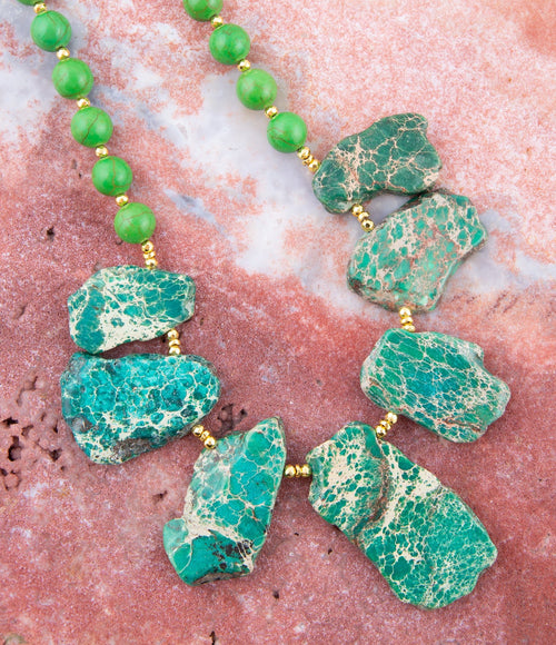 Pop of Green Jasper Statement Necklace - Barse Jewelry