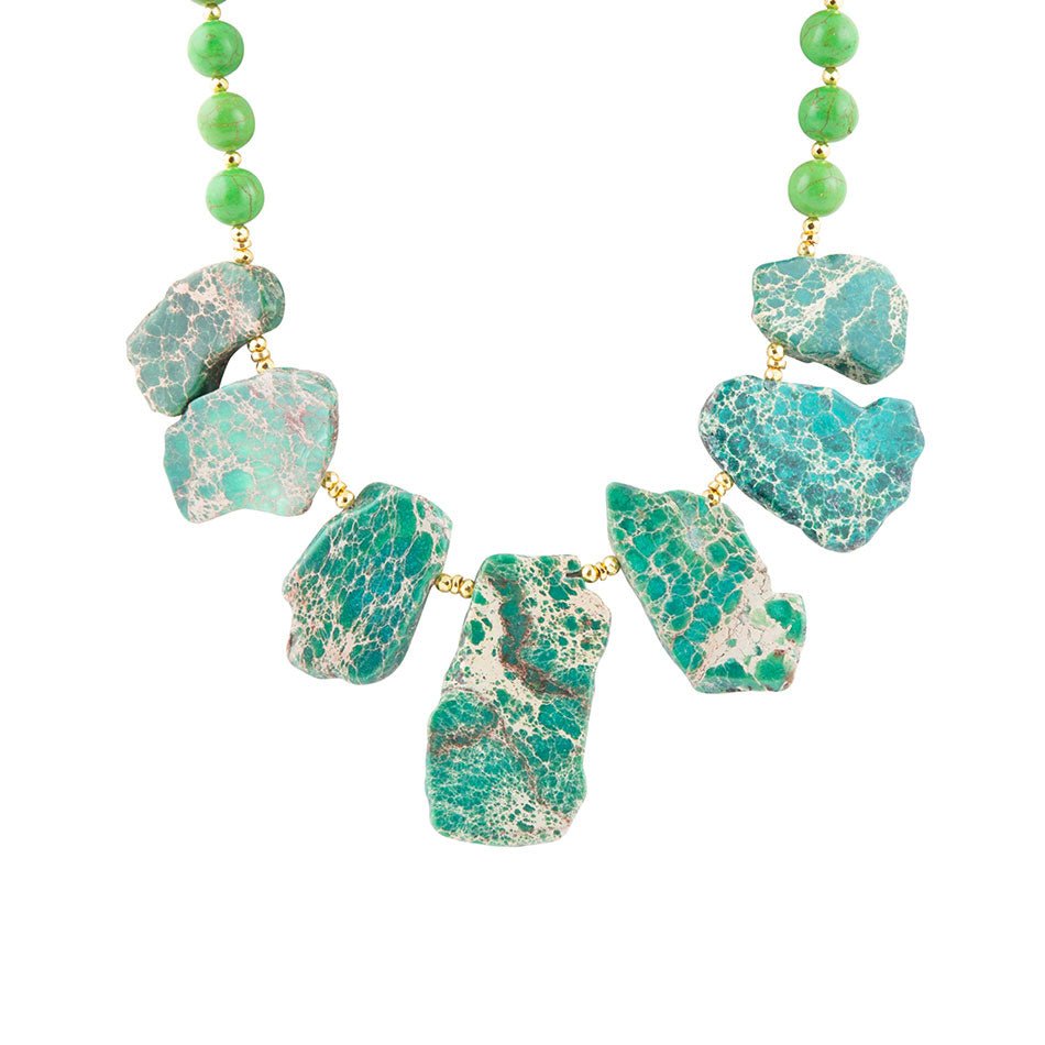 Pop of Green Jasper Statement Necklace - Barse Jewelry