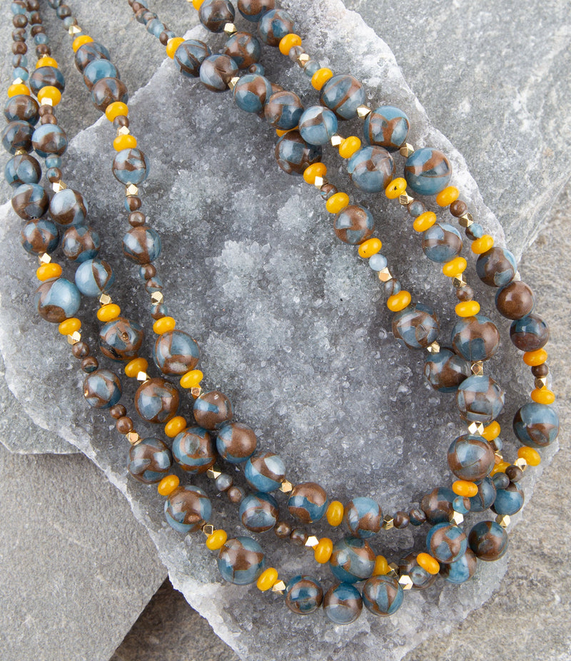 Prairie Blue and Yellow Quartz Golden Strand Necklaces - Barse Jewelry