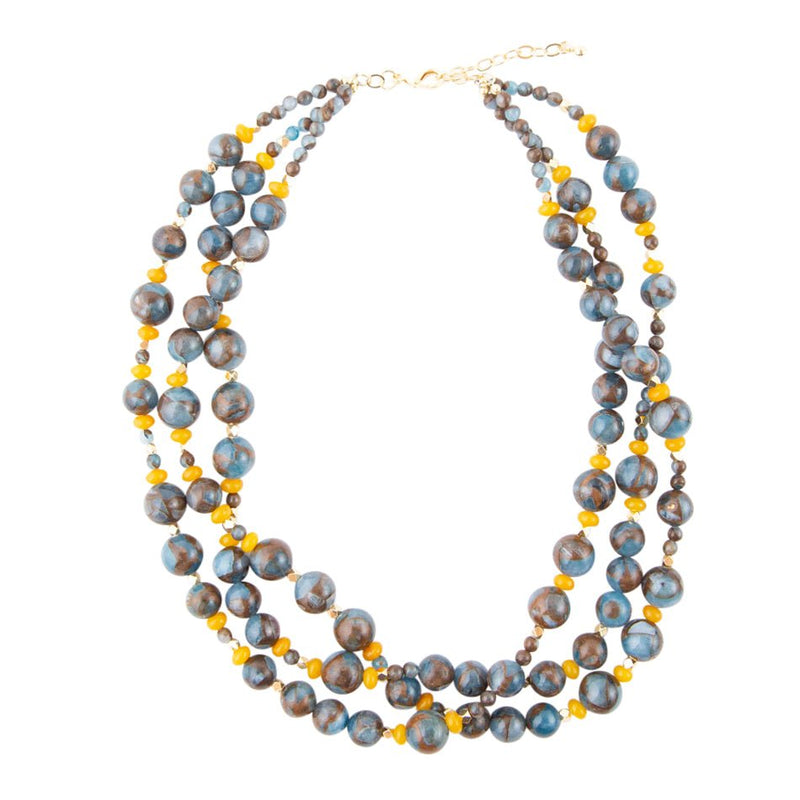 Prairie Blue and Yellow Quartz Golden Strand Necklaces - Barse Jewelry