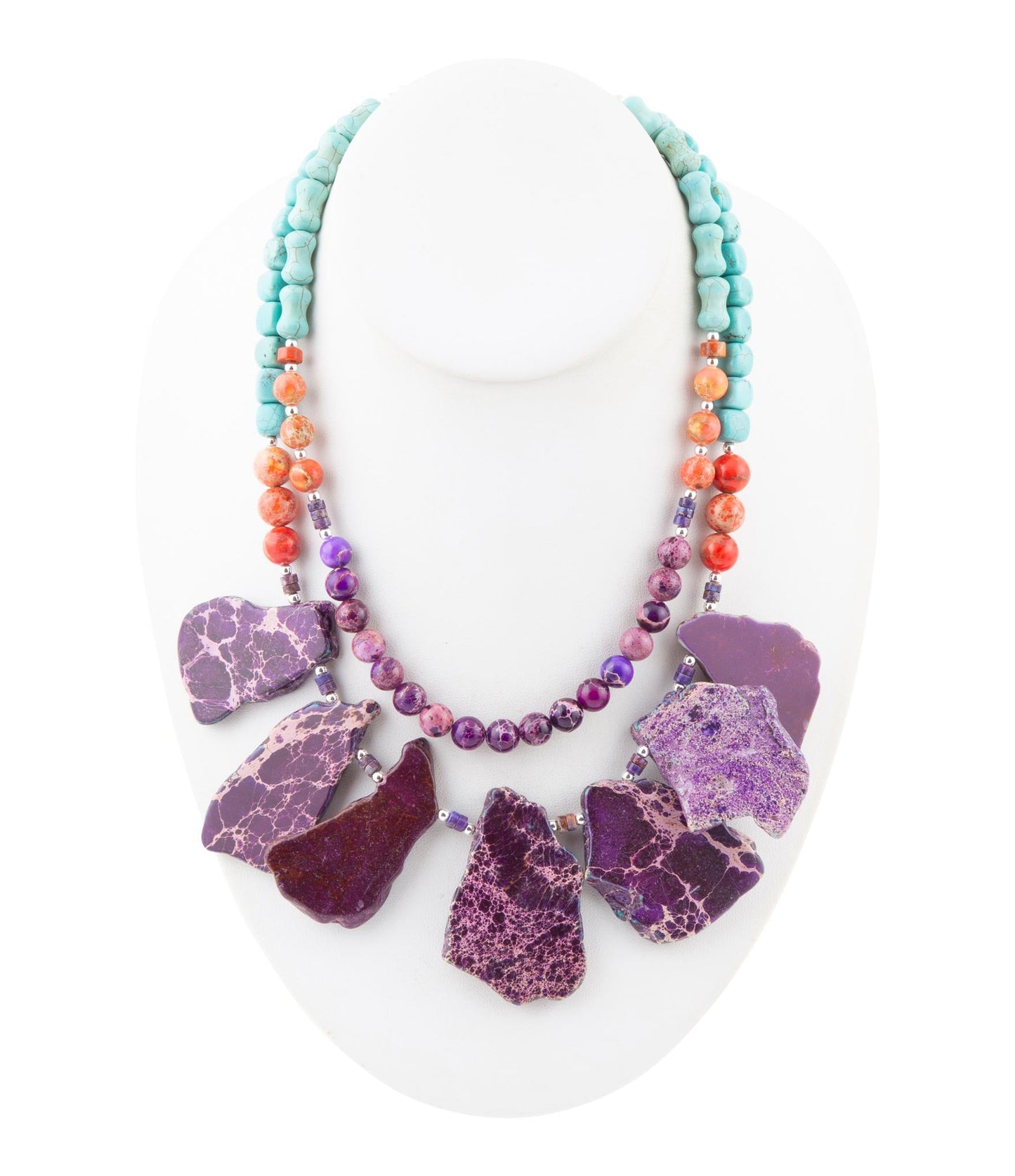 Prescott Blue Magnesite Purple and Orange Statement Necklace - Barse Jewelry