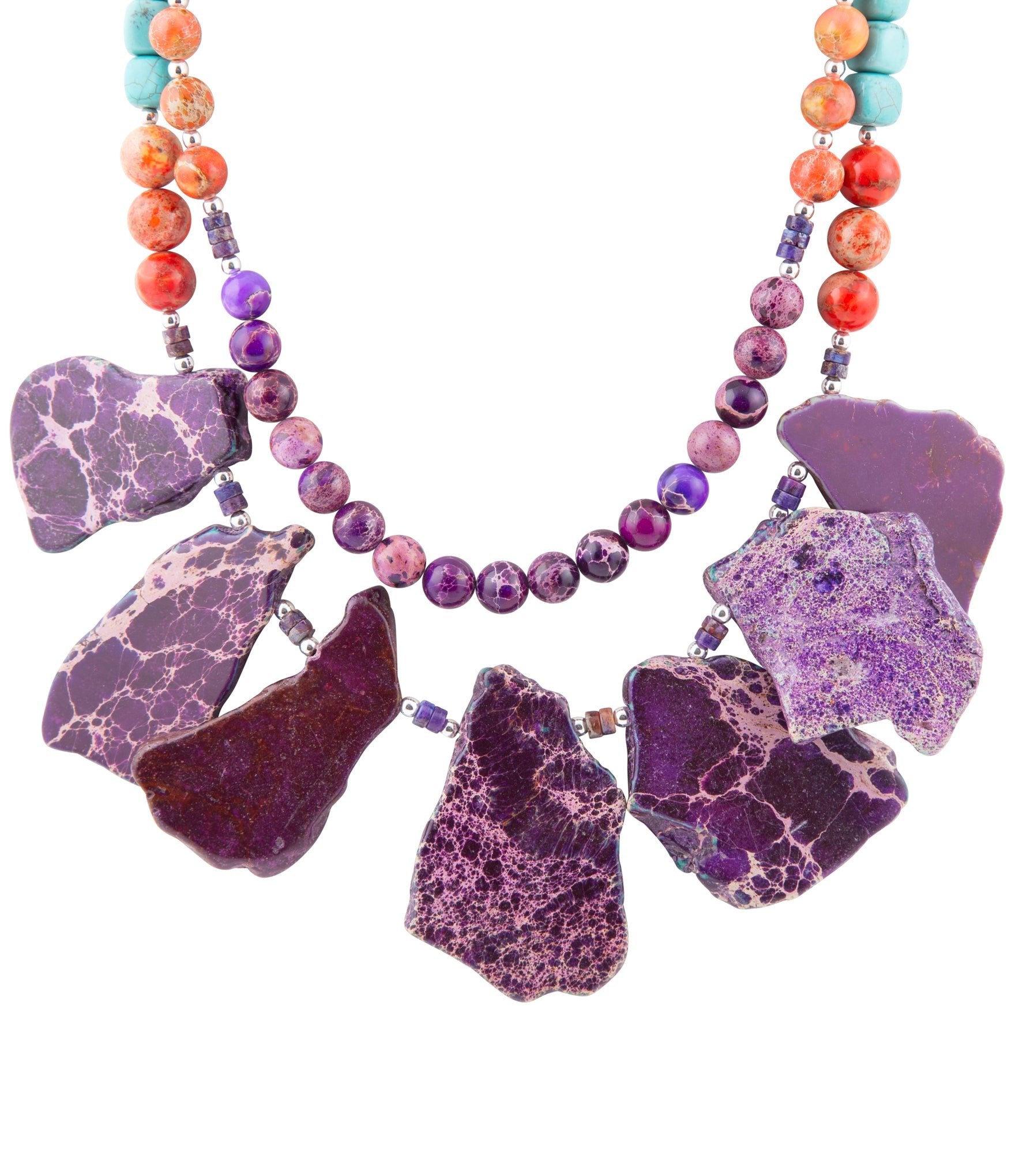Prescott Blue Magnesite Purple and Orange Statement Necklace - Barse Jewelry