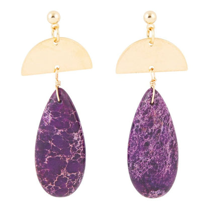 Prescott Purple Jasper Golden Drop Earrings - Barse Jewelry