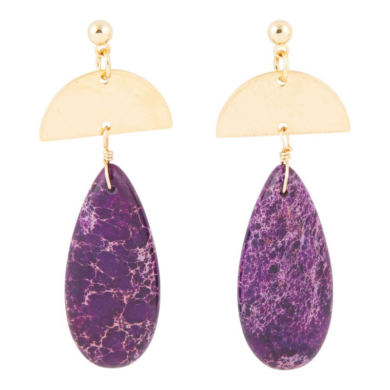 Prescott Purple Jasper Golden Drop Earrings - Barse Jewelry