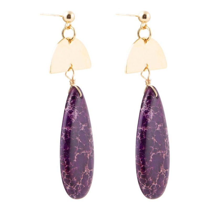 Prescott Purple Jasper Golden Drop Earrings - Barse Jewelry
