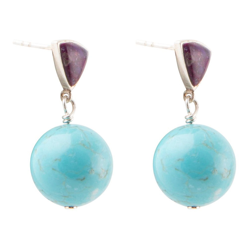 Prescott Purple Turquoise Sterling Silver Drop Earrings - Barse Jewelry