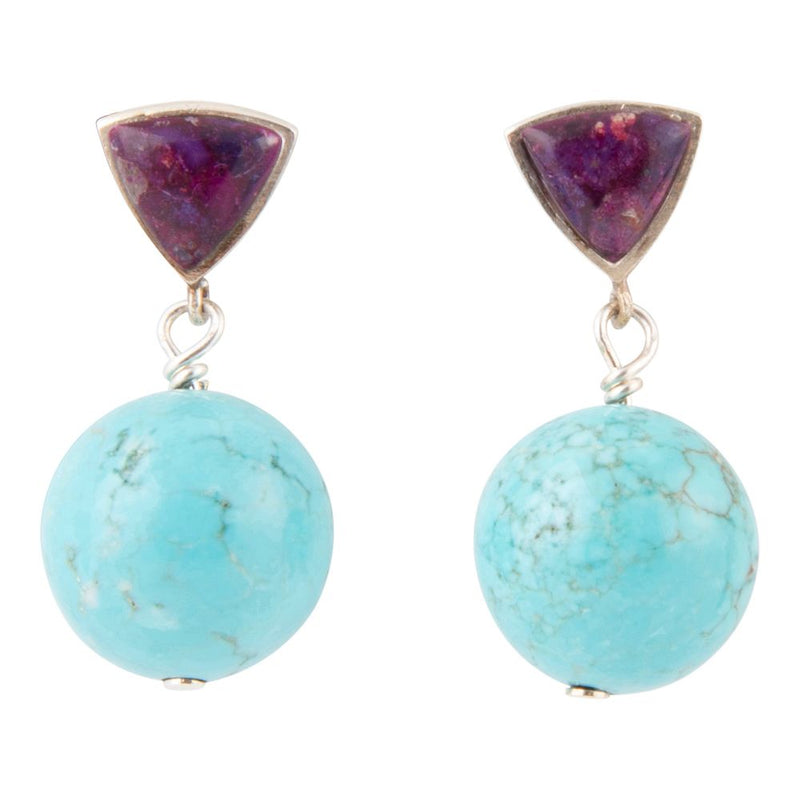 Prescott Purple Turquoise Sterling Silver Drop Earrings - Barse Jewelry