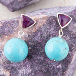 Prescott Purple Turquoise Sterling Silver Drop Earrings - Barse Jewelry
