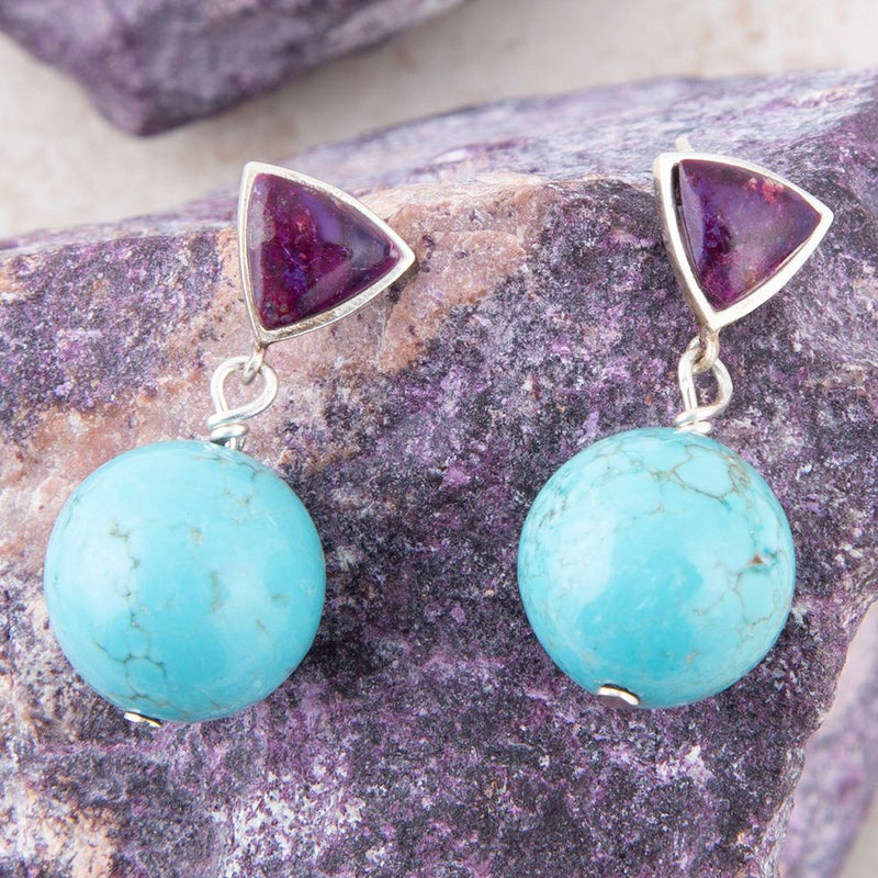 Prescott Purple Turquoise Sterling Silver Drop Earrings - Barse Jewelry