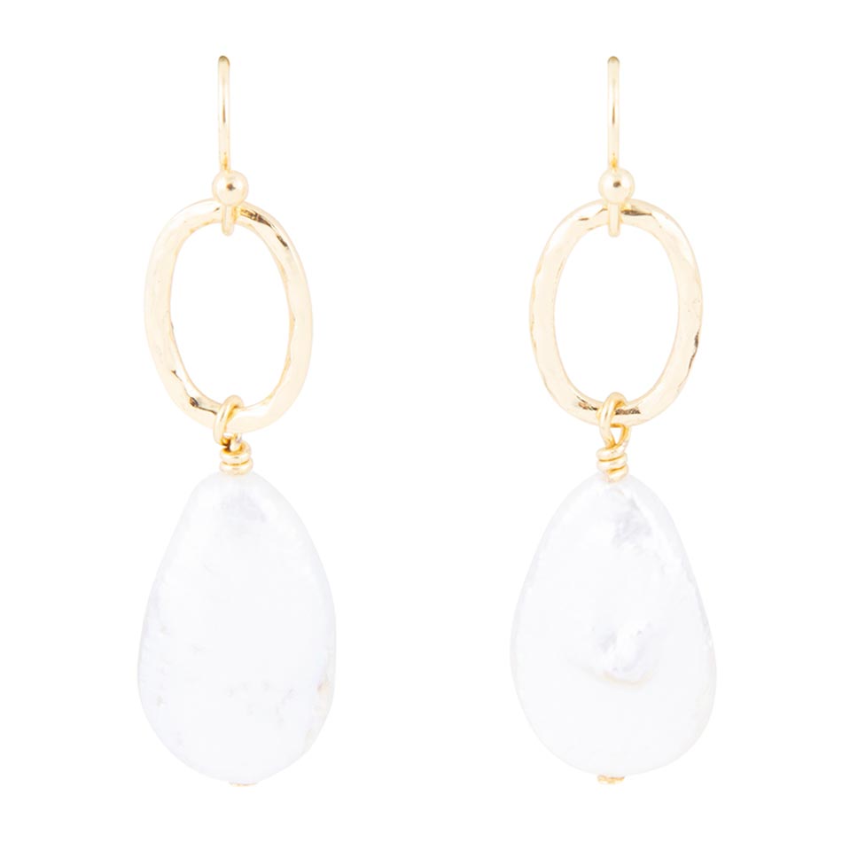 Pretty Drops of Freshwater Pearl Golden Drop Earrings - Barse Jewelry