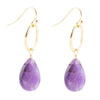 Pretty Drops of Purple Amethyst Golden Drop Earrings - Barse Jewelry