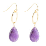 Pretty Drops of Purple Amethyst Golden Drop Earrings - Barse Jewelry