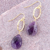 Pretty Drops of Purple Amethyst Golden Drop Earrings - Barse Jewelry