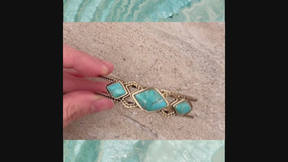Blue Turquoise and Golden Cuff Bracelet