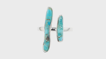 Size Adjustable Blue Turquoise and Silver Ring