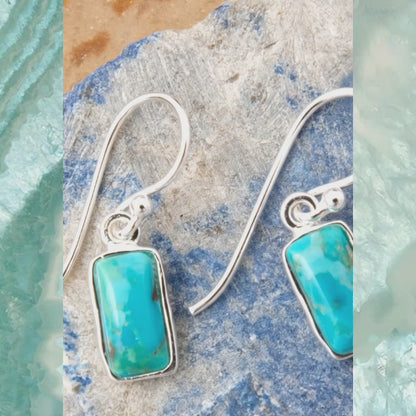 Dainty Drops Blue Turquoise Silver Drop Earrings