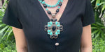 Barcelona Blue Turquoise and Black Onyx Golden Statement Necklace