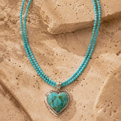 Heart of the West Blue Turquoise Silver Statement Necklace