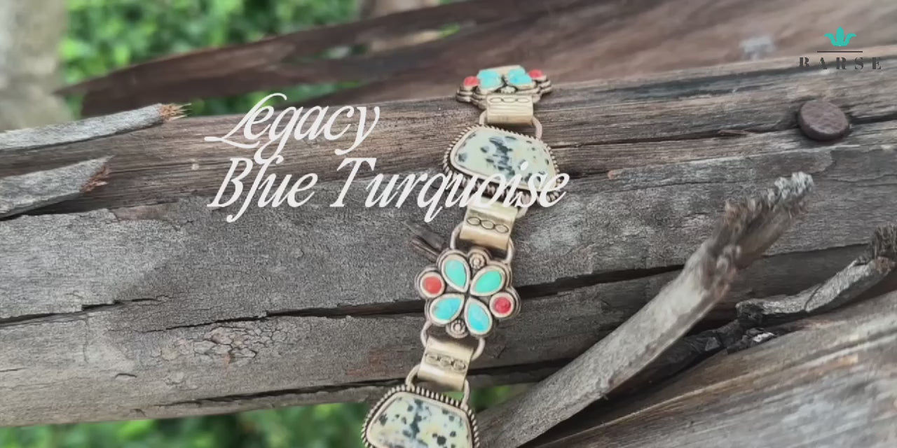 Legacy Blue Turquoise and Dalmatian Jasper Golden Bracelet – Barse