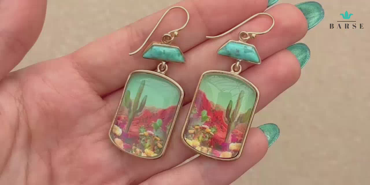 Scenic Sedona Desert Blue Turquoise Golden Drop Earrings – Barse