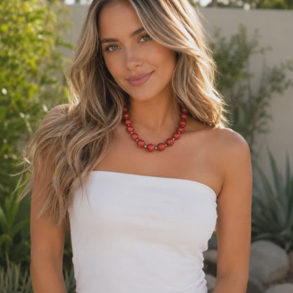 Red Mesa Coral Silver Statement Necklace