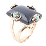 Prima Black Onyx Golden Statement Ring - Barse Jewelry
