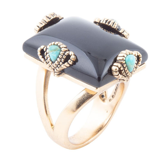 Prima Black Onyx Golden Statement Ring