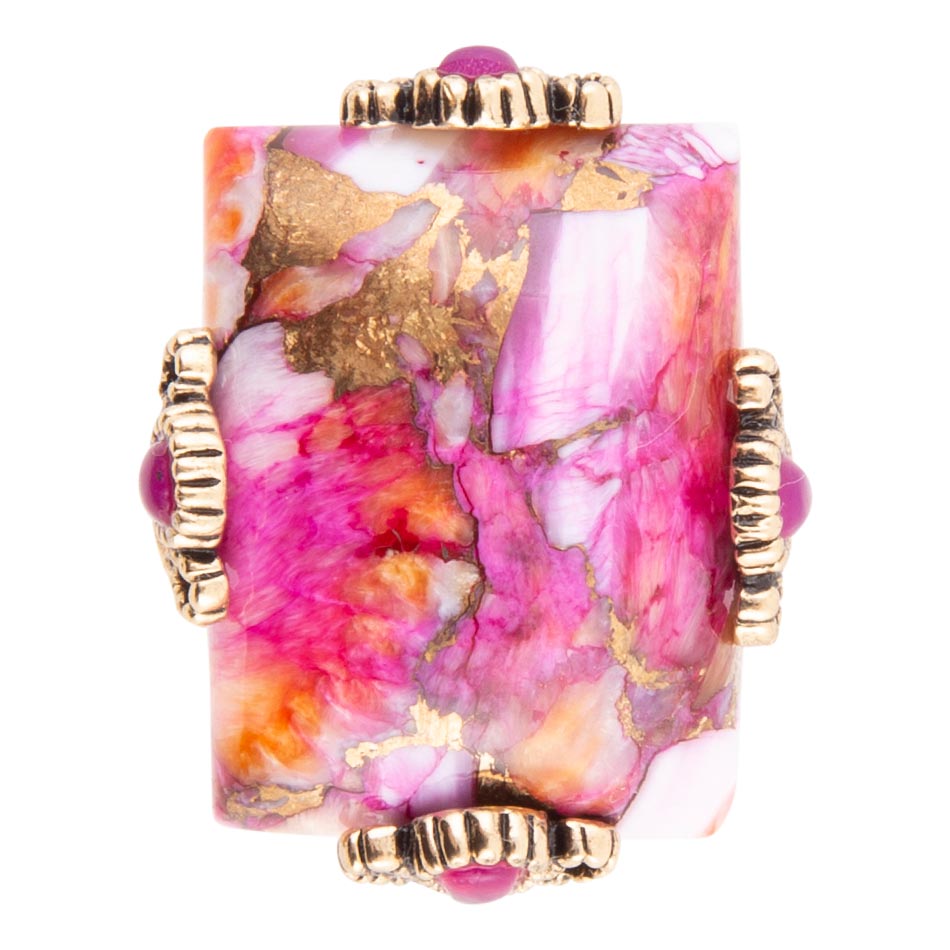 Prismatic Pink Spiny Oyster Matrix Statement Ring - Barse Jewelry