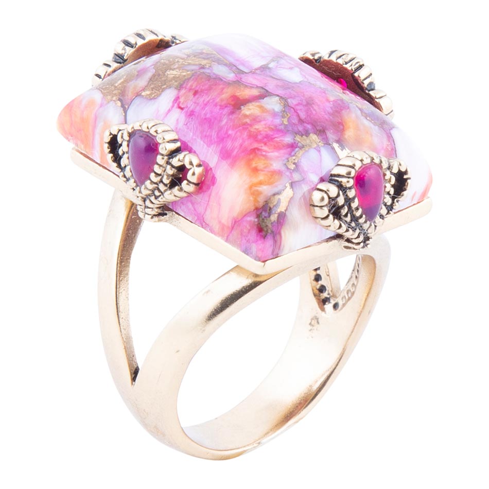 Prismatic Pink Spiny Oyster Matrix Statement Ring - Barse Jewelry