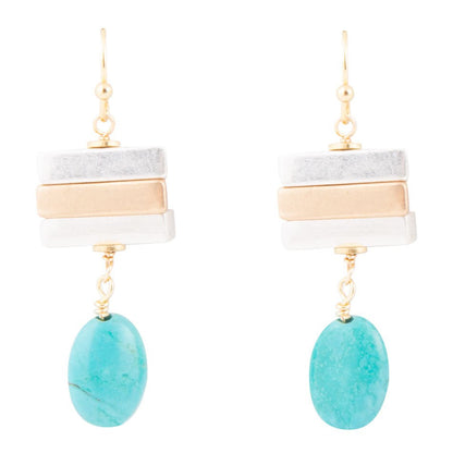 Pueblo Blue Magnesite and Mixhed Metal Drop Earrings - Barse Jewelry