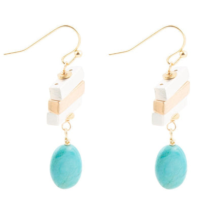 Pueblo Blue Magnesite and Mixhed Metal Drop Earrings - Barse Jewelry