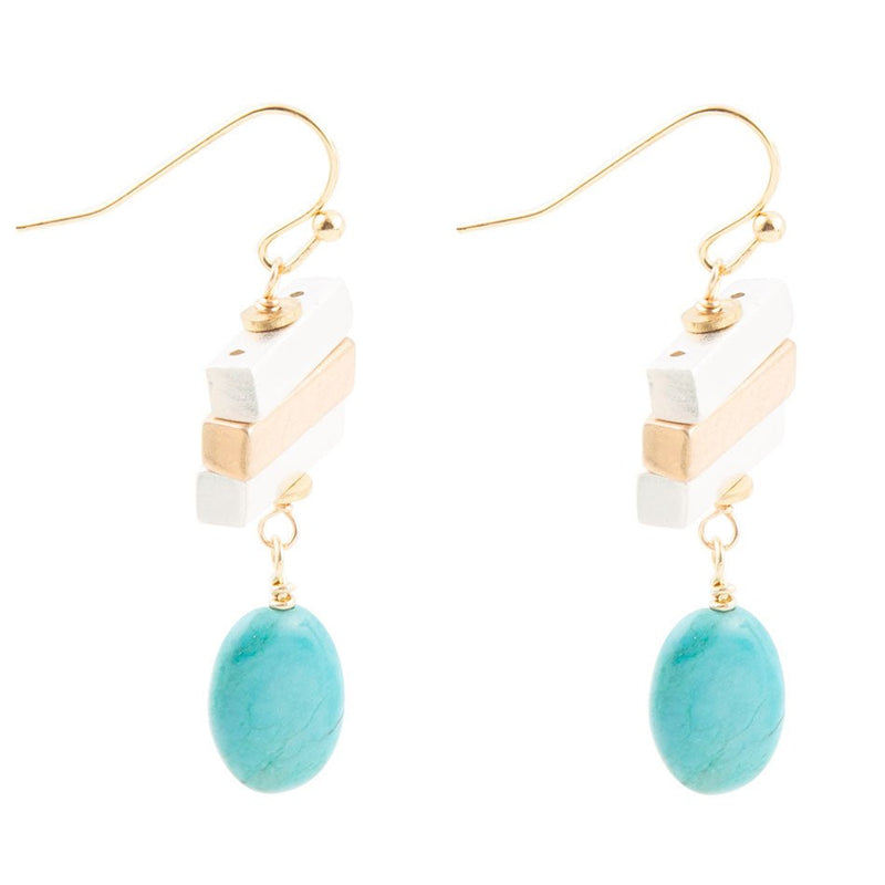 Pueblo Blue Magnesite and Mixhed Metal Drop Earrings - Barse Jewelry