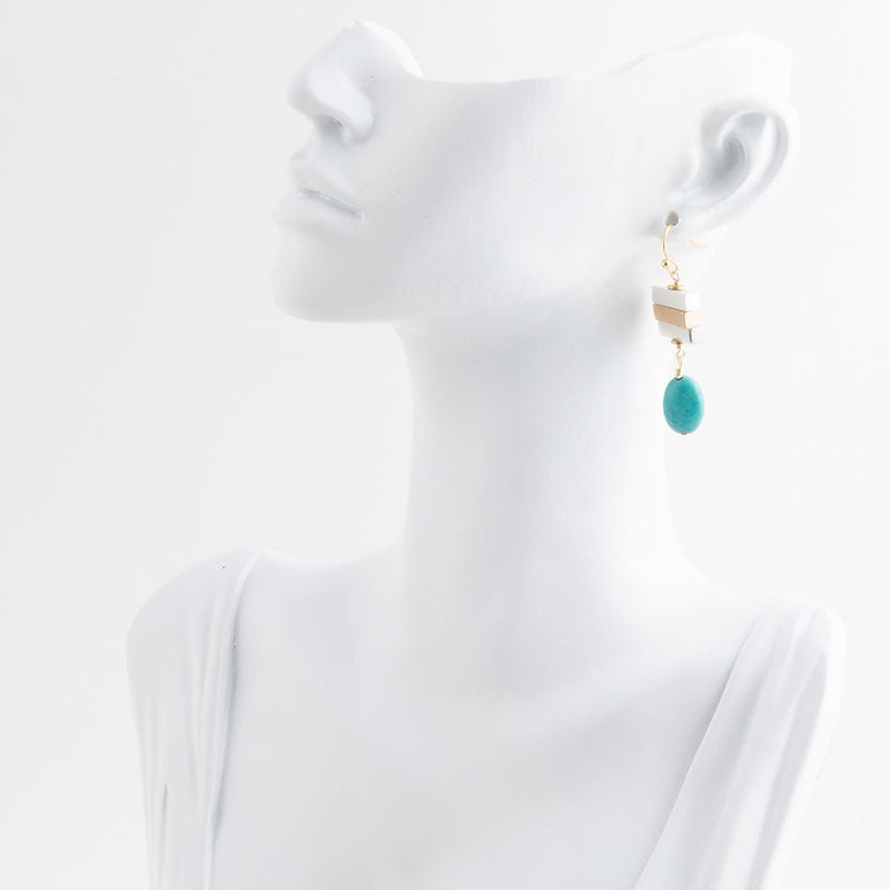 Pueblo Blue Magnesite and Mixhed Metal Drop Earrings - Barse Jewelry