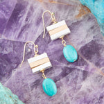 Pueblo Blue Magnesite and Mixhed Metal Drop Earrings - Barse Jewelry