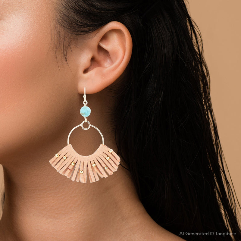Pueblo Blue Magnesite Golden Fringe Earrings - Barse Jewelry