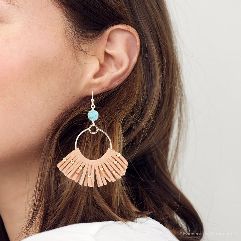Pueblo Blue Magnesite Golden Fringe Earrings - Barse Jewelry