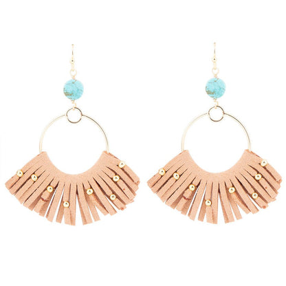 Pueblo Blue Magnesite Golden Fringe Earrings - Barse Jewelry