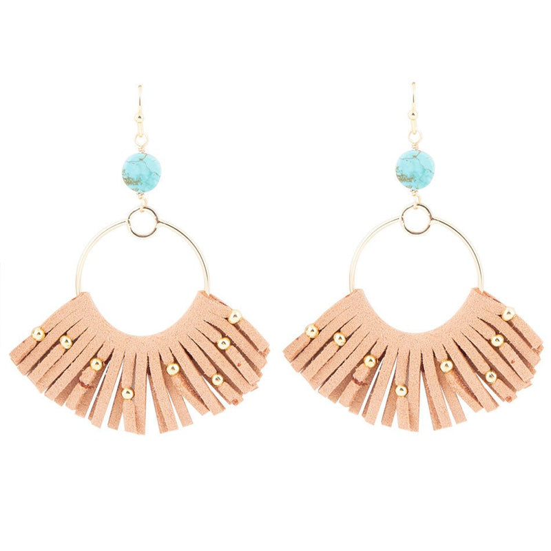 Pueblo Blue Magnesite Golden Fringe Earrings - Barse Jewelry