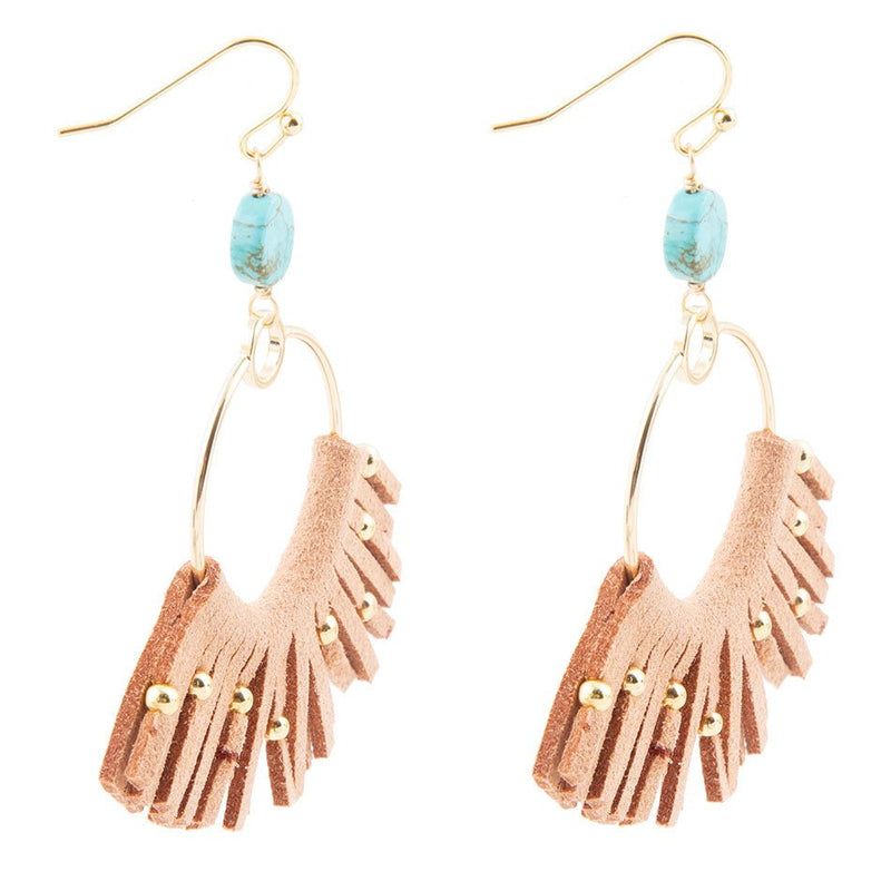 Pueblo Blue Magnesite Golden Fringe Earrings - Barse Jewelry