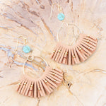 Pueblo Blue Magnesite Golden Fringe Earrings - Barse Jewelry