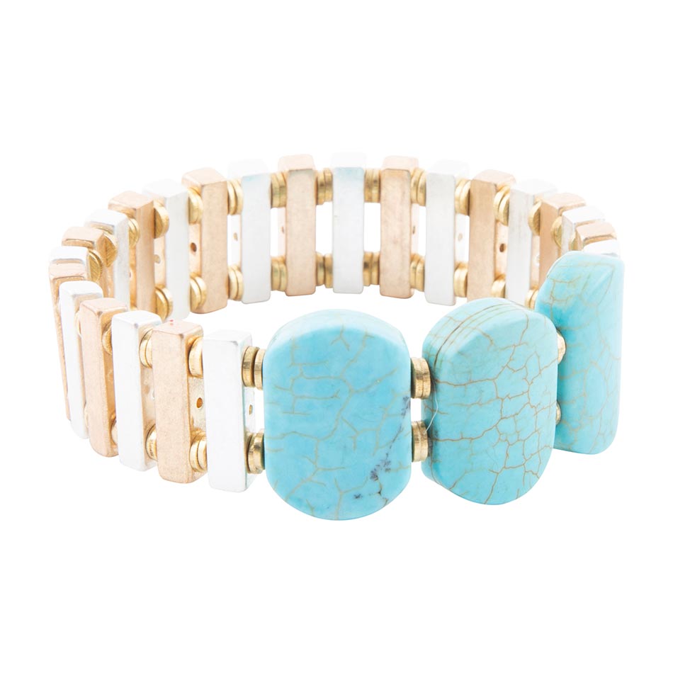 Pueblo Blue Magnesite Slim Stretch Bracelet - Barse Jewelry