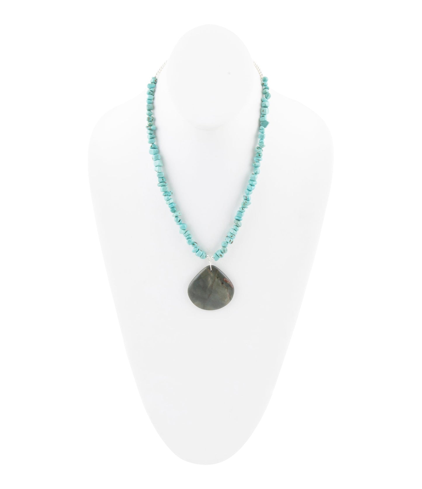 Pueblo Blue Turquoise and Jasper Sterling Necklace - Barse Jewelry