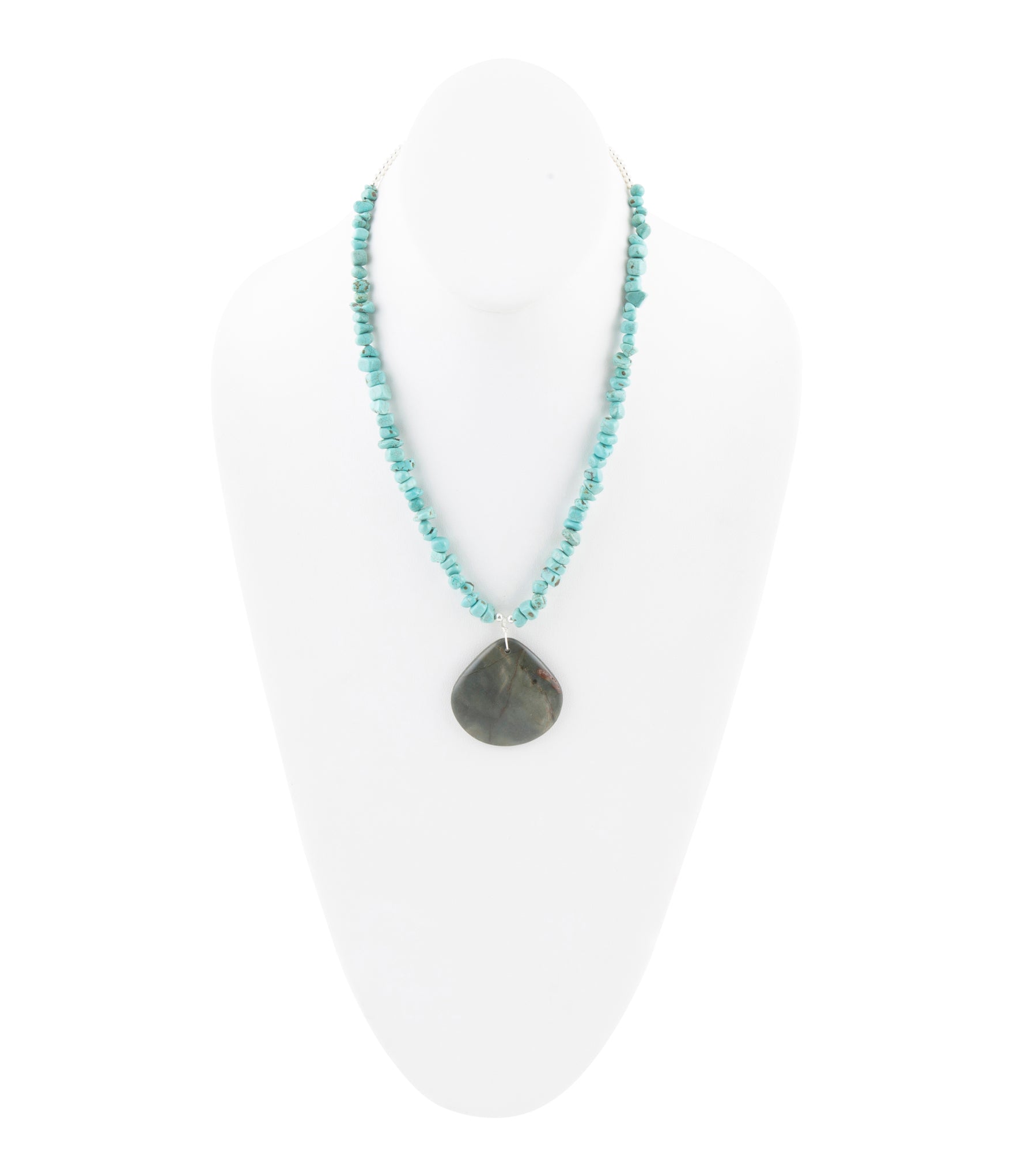 Pueblo Blue Turquoise and Jasper Sterling Necklace - Barse Jewelry