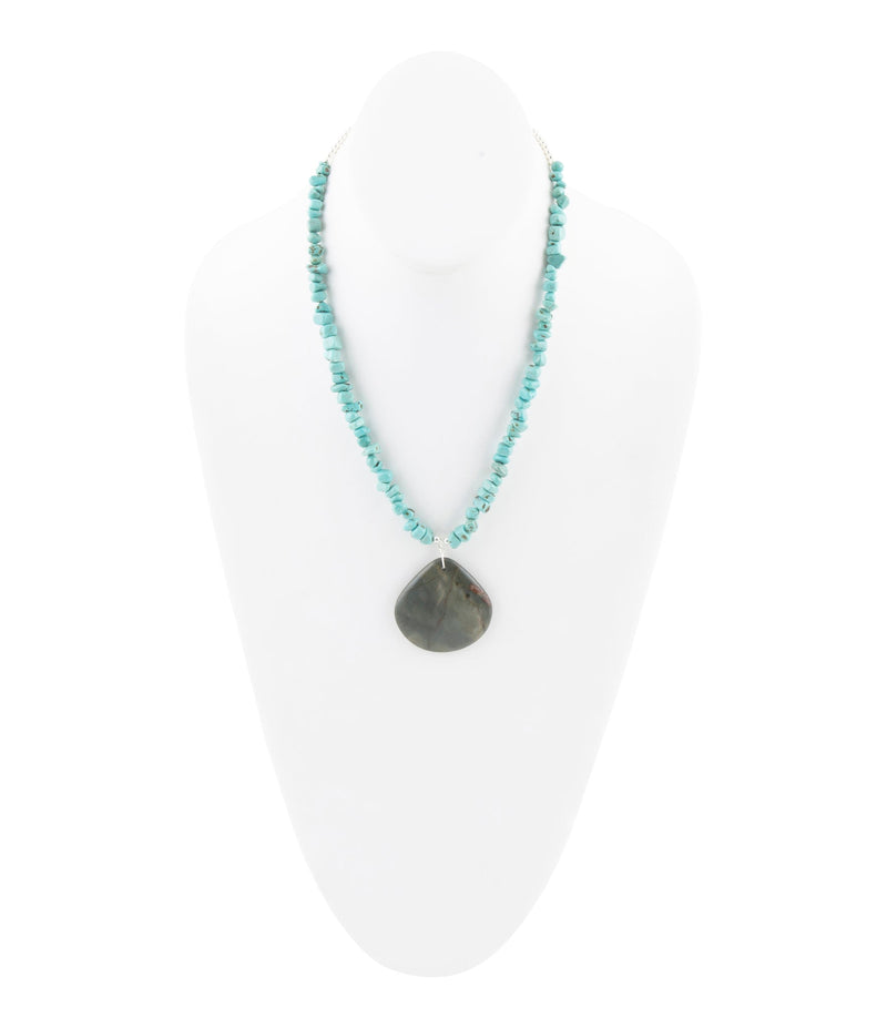 Pueblo Blue Turquoise and Jasper Sterling Necklace - Barse Jewelry