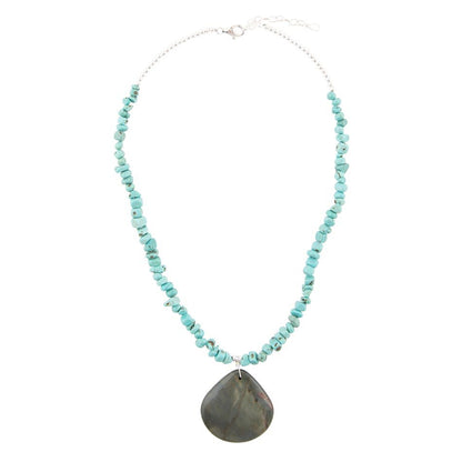 Pueblo Blue Turquoise and Jasper Sterling Necklace - Barse Jewelry